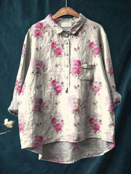 Blusa para mujer con estampado gráfico y bolsillo en el pecho