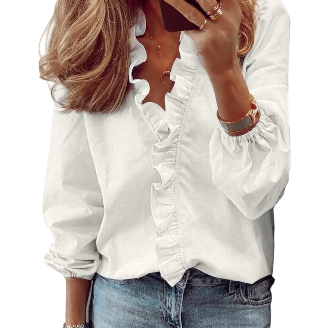 Blusa para mujer con volante y mangas largas