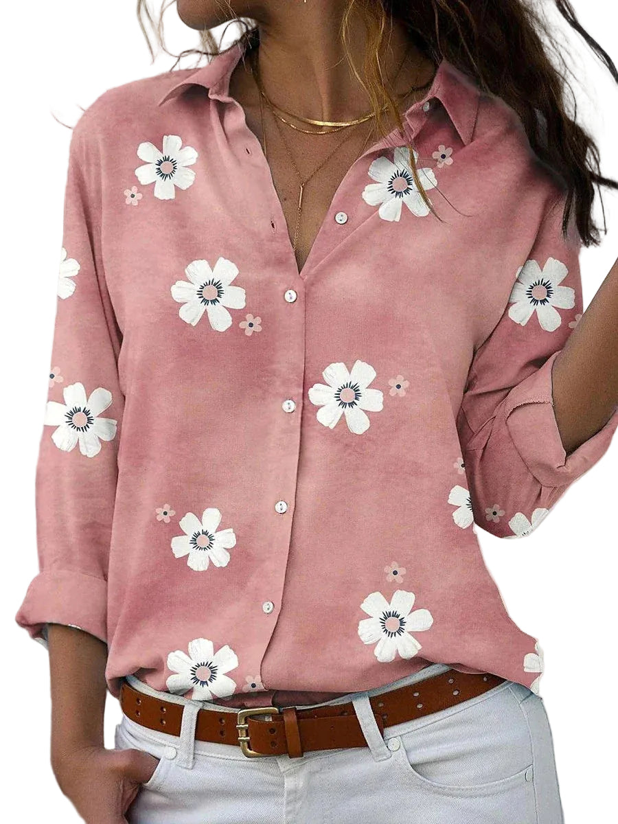 Blusa para mujer de manga larga con estampado floral