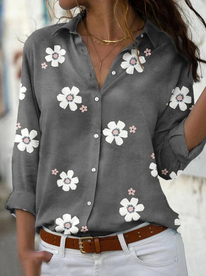 Blusa para mujer de manga larga con estampado floral