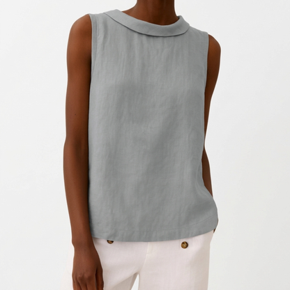 Blusa Sin Mangas con Cuello Redondo para Mujer