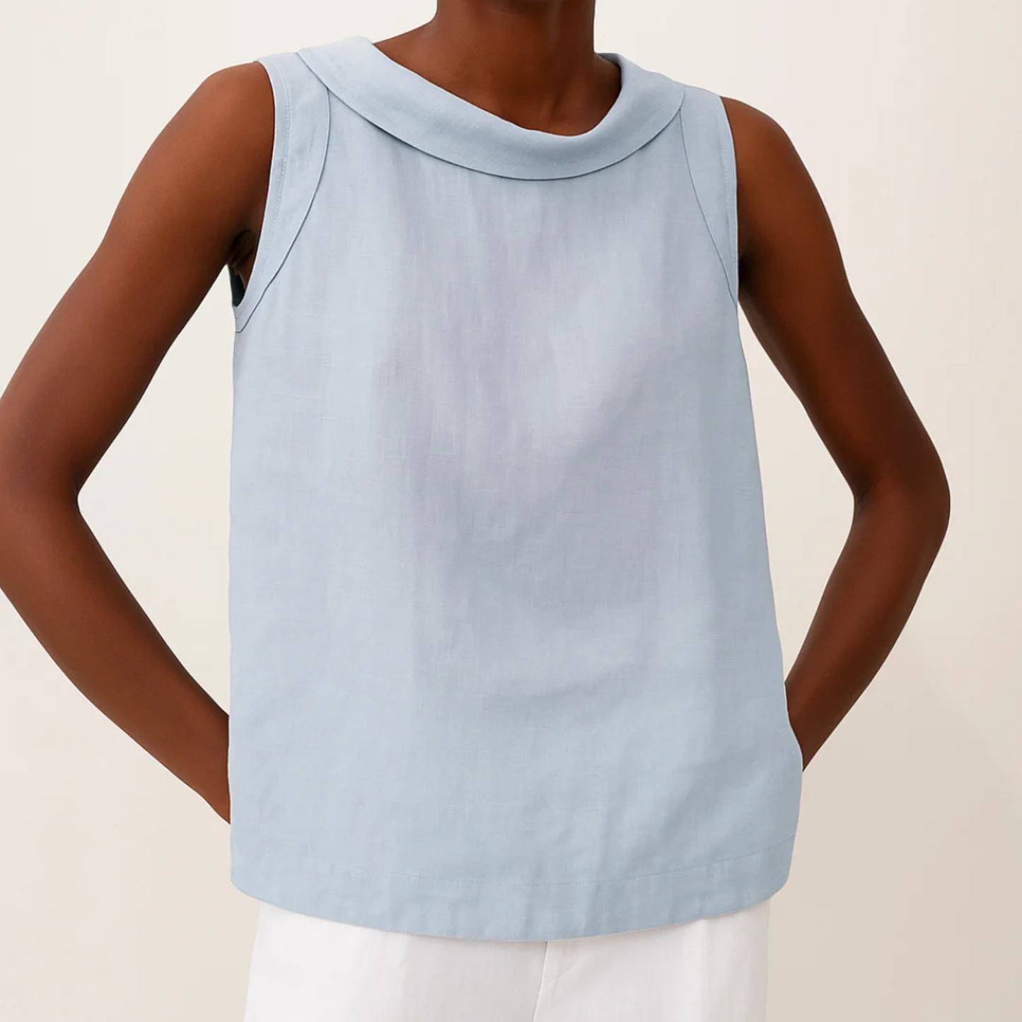 Blusa Sin Mangas con Cuello Redondo para Mujer