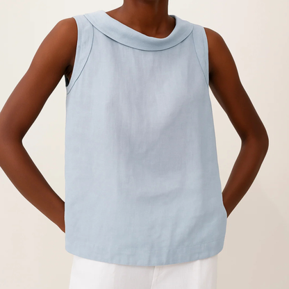 Blusa Sin Mangas con Cuello Redondo para Mujer