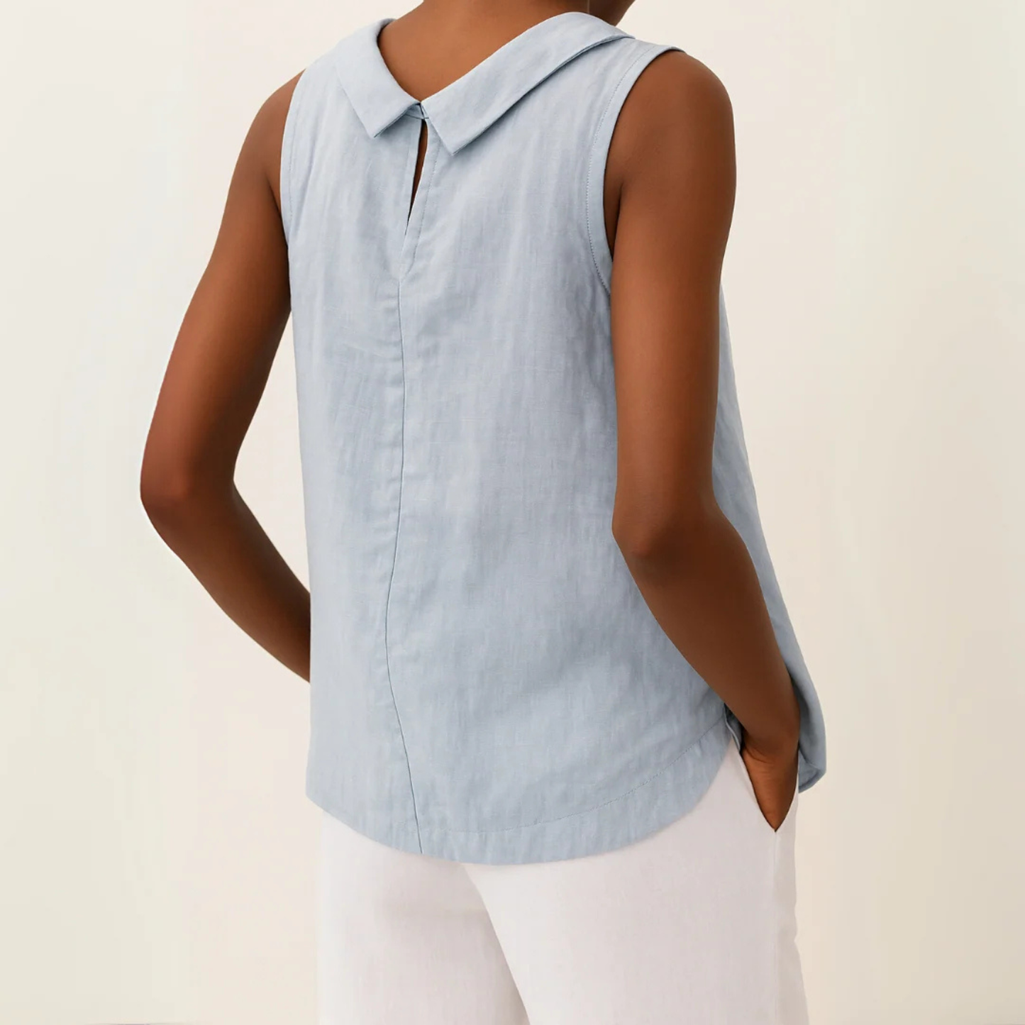 Blusa Sin Mangas con Cuello Redondo para Mujer
