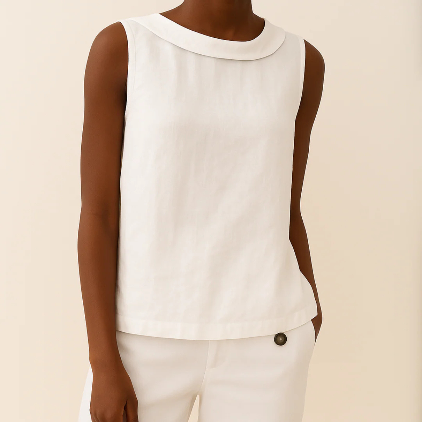 Blusa Sin Mangas con Cuello Redondo para Mujer