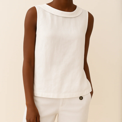 Blusa Sin Mangas con Cuello Redondo para Mujer