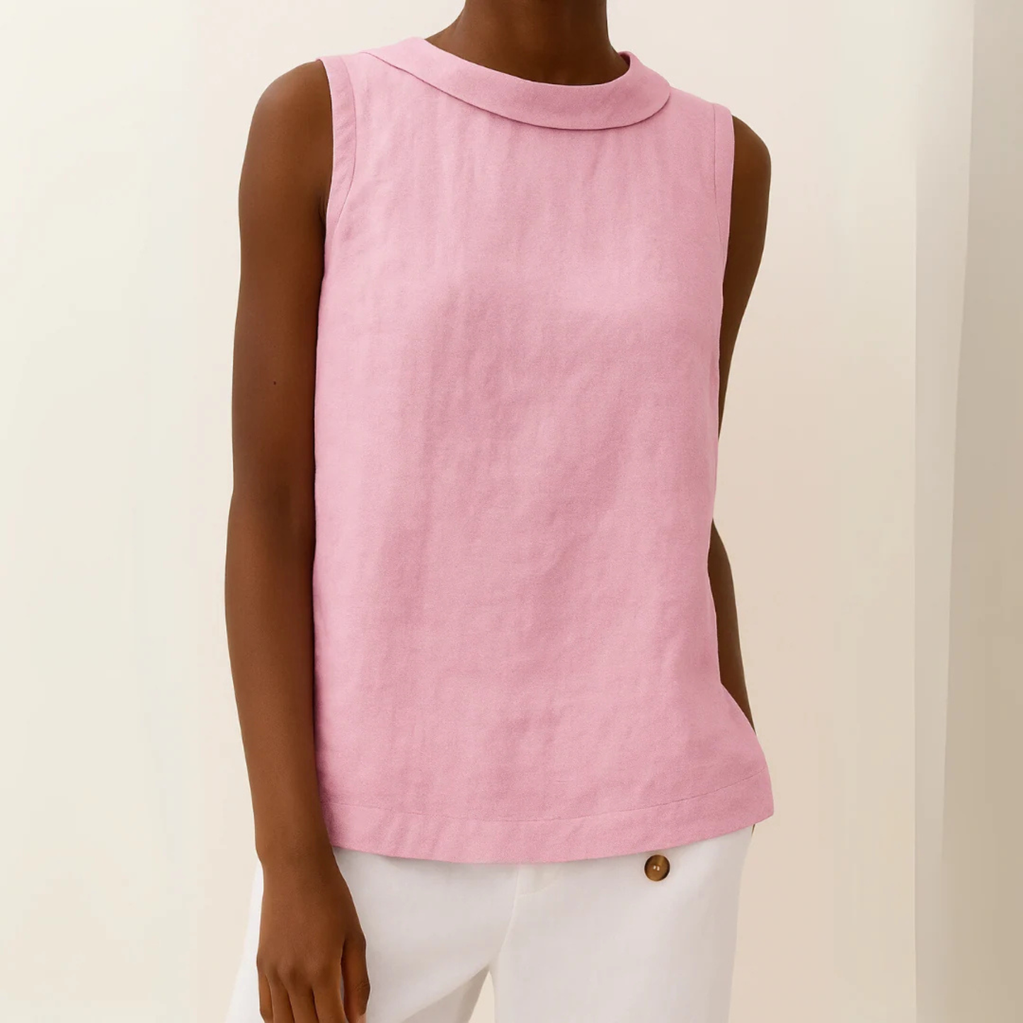 Blusa Sin Mangas con Cuello Redondo para Mujer