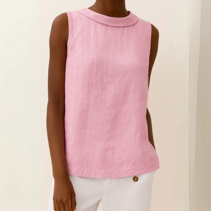 Blusa Sin Mangas con Cuello Redondo para Mujer