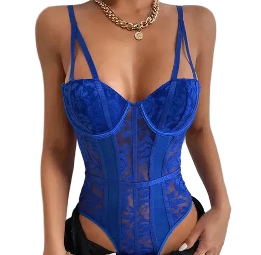Body tipo corsé de encaje para mujer con copas con aro