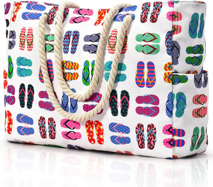 Bolso tote rectangular con asas de cuerda