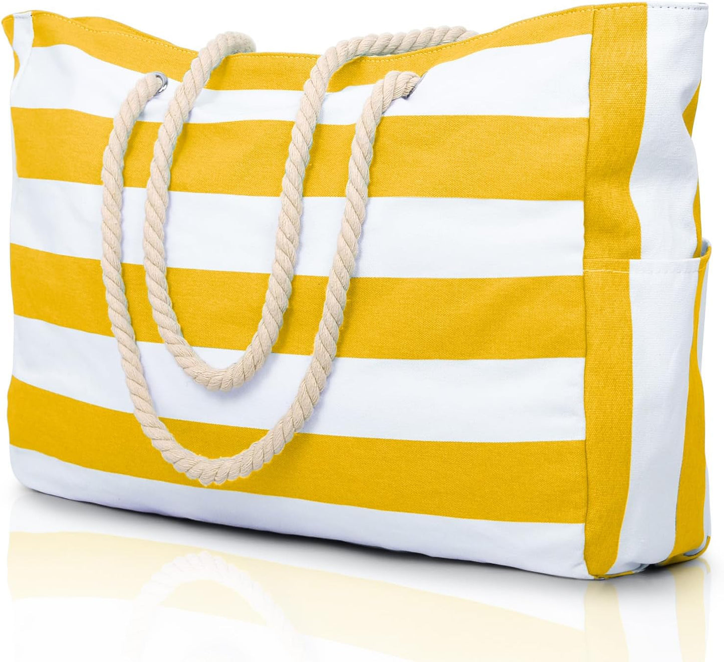 Bolso tote rectangular con asas de cuerda