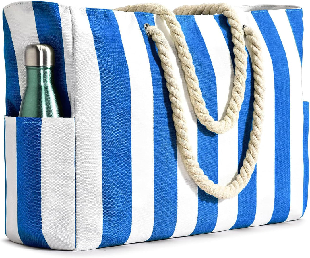 Bolso tote rectangular con asas de cuerda