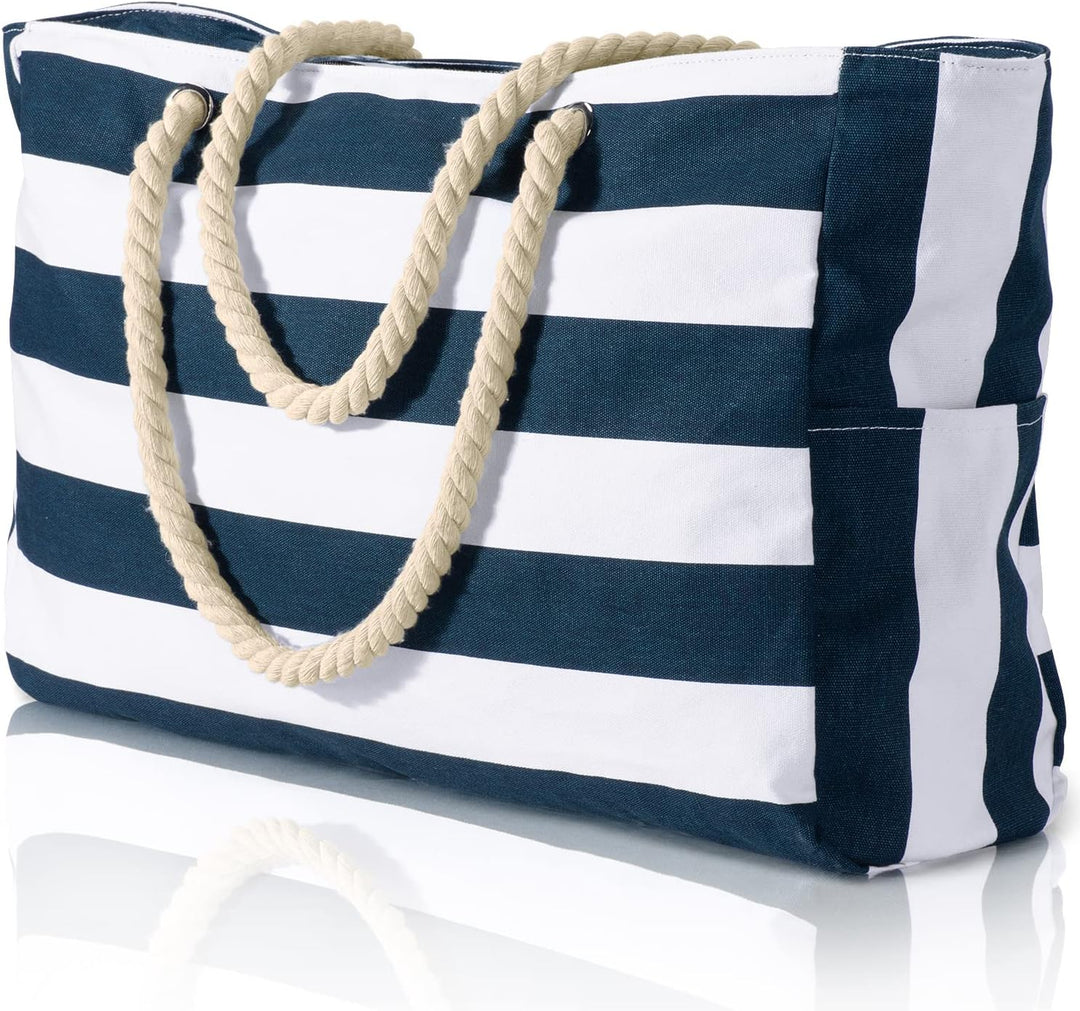 Bolso tote rectangular con asas de cuerda