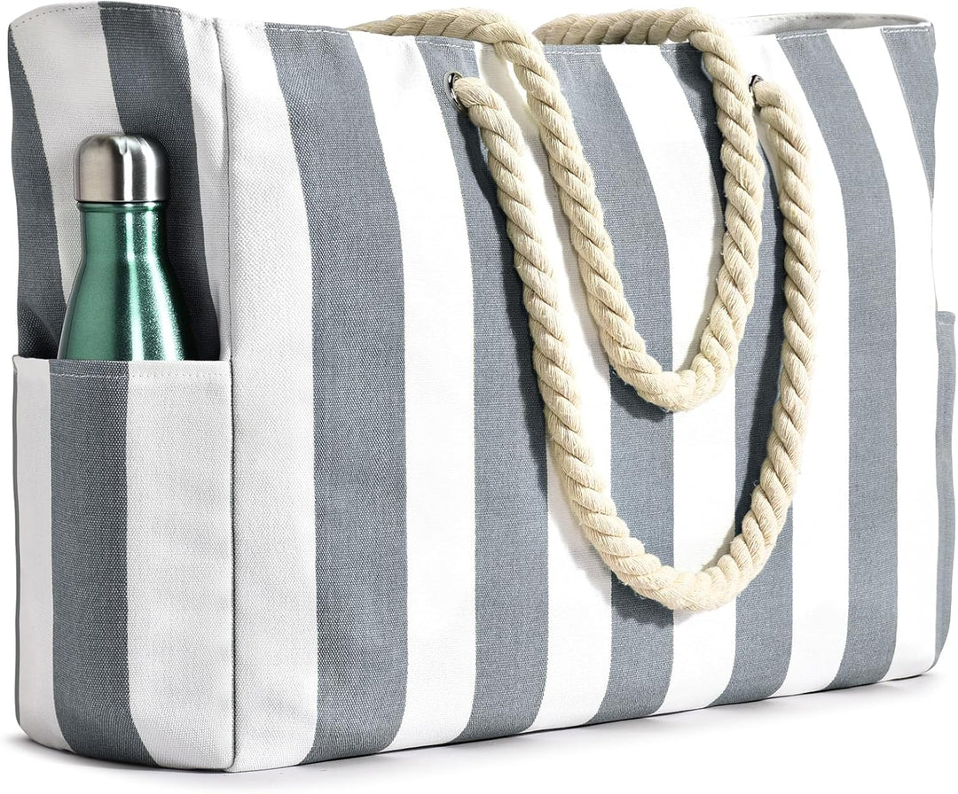 Bolso tote rectangular con asas de cuerda