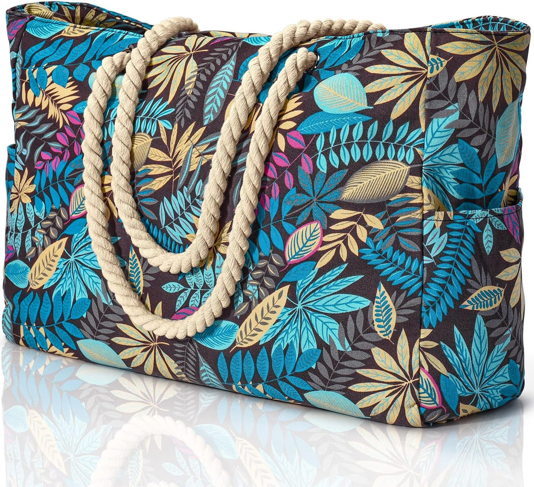 Bolso tote rectangular con asas de cuerda