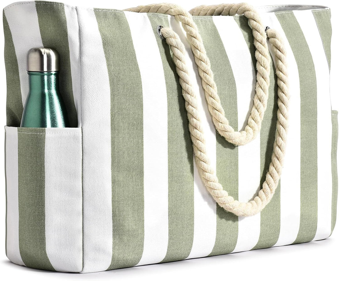 Bolso tote rectangular con asas de cuerda