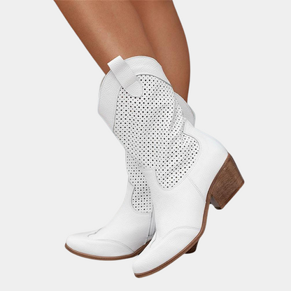 Botas para mujer con punta puntiaguda y paneles perforados