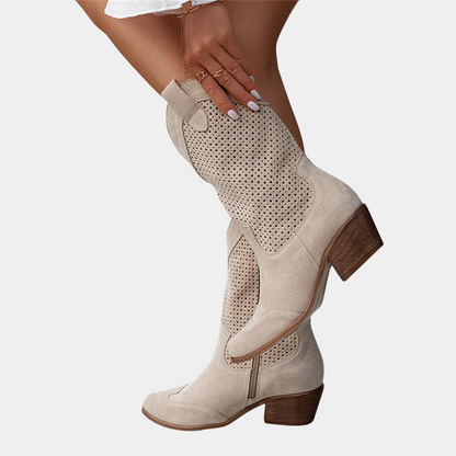 Botas para mujer con punta puntiaguda y paneles perforados