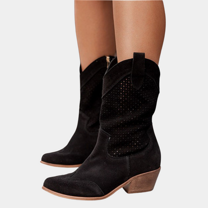 Botas para mujer con punta puntiaguda y paneles perforados