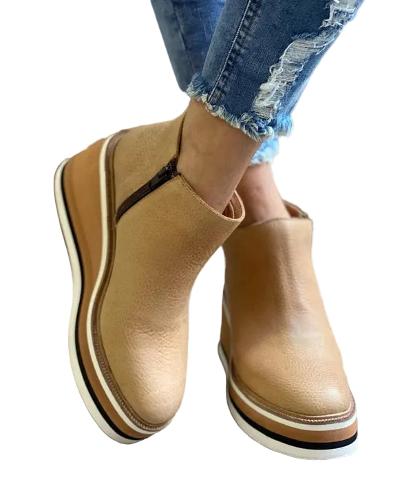 Botines de cuña con plataforma para mujer con cremallera lateral