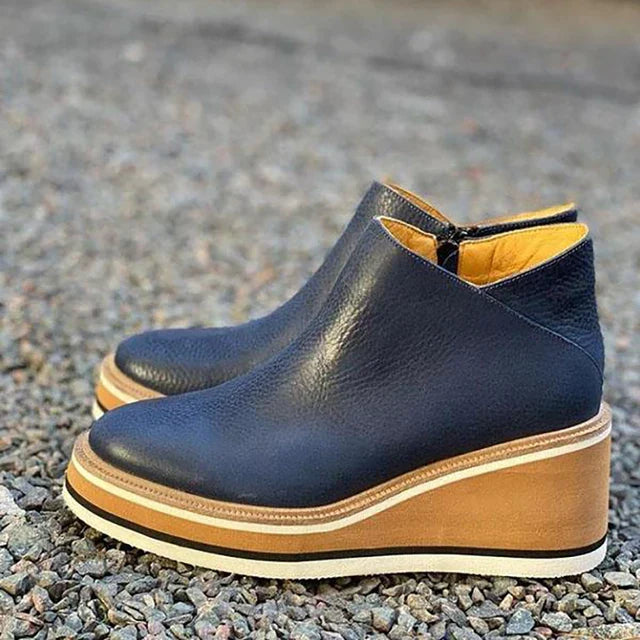 Botines de cuña con plataforma para mujer con cremallera lateral