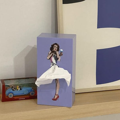 Caja rectangular para pañuelos con ilustración gráfica