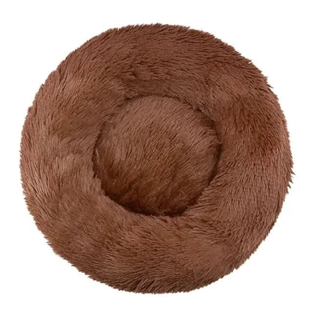 Cama circular para mascotas con borde elevado