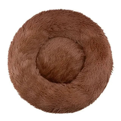 Cama circular para mascotas con borde elevado