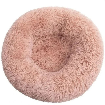 Cama circular para mascotas con borde elevado