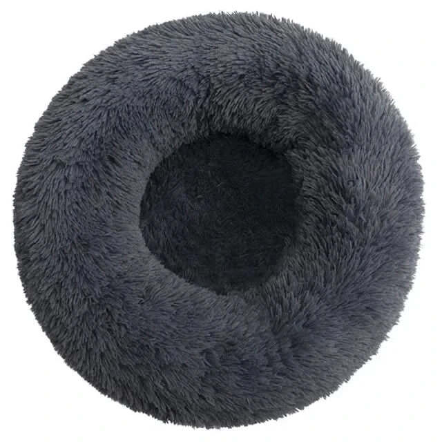 Cama circular para mascotas con borde elevado