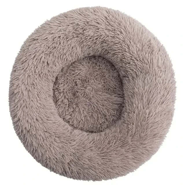 Cama circular para mascotas con borde elevado