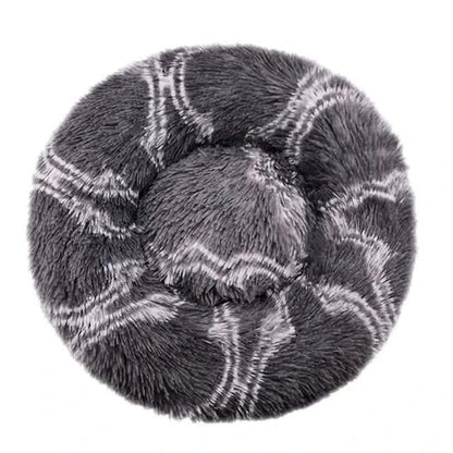 Cama circular para mascotas con borde elevado