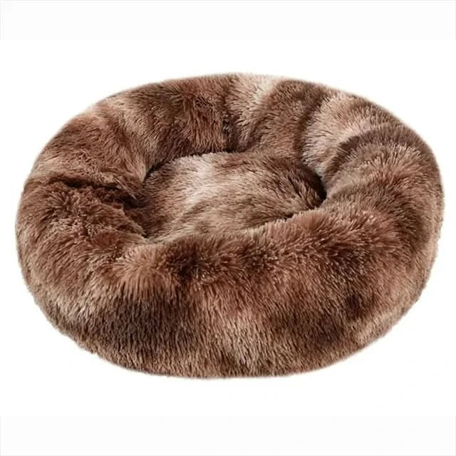 Cama circular para mascotas con borde elevado