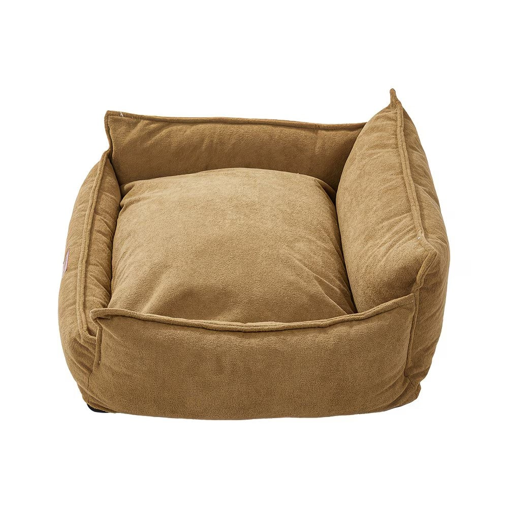 Cama rectangular para mascotas con bordes elevados y cojín removible