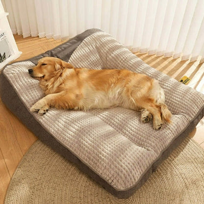 Cama rectangular para perro con reposacabezas inclinado