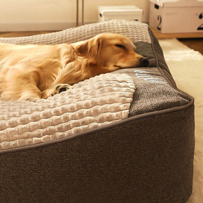 Cama rectangular para perro con reposacabezas inclinado