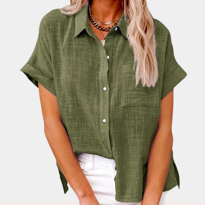 Camisa para mujer con botones y bolsillo en el pecho