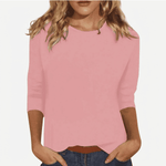 Camiseta de Manga Tres Cuartos con Cuello Redondo para Mujer