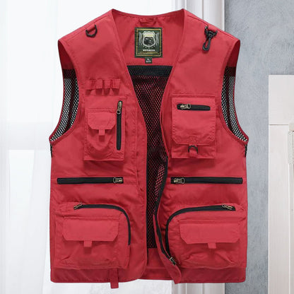 Chaleco multibolsillos para hombre con paneles de malla