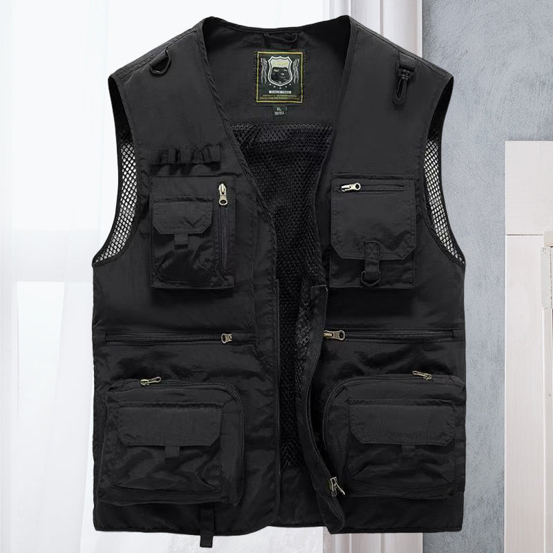 Chaleco multibolsillos para hombre con paneles de malla