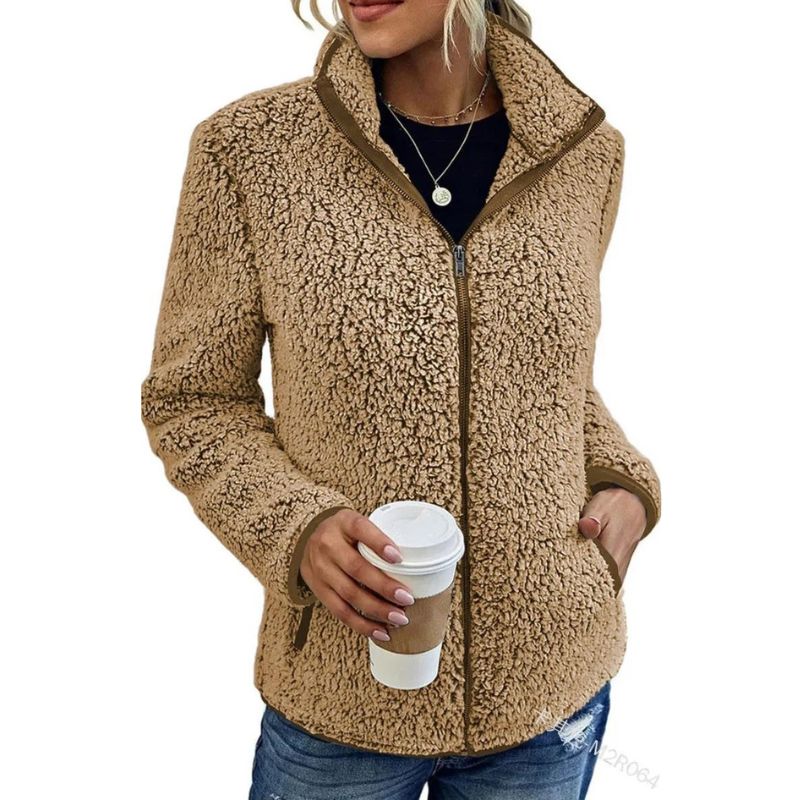 Chaqueta de Mujer - Acabado Tipo Borreguito y Cremallera