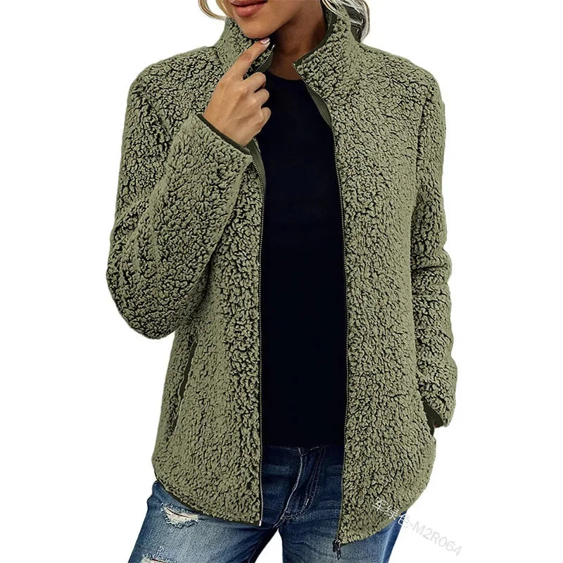 Chaqueta de Mujer - Acabado Tipo Borreguito y Cremallera