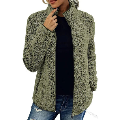 Chaqueta de Mujer - Acabado Tipo Borreguito y Cremallera