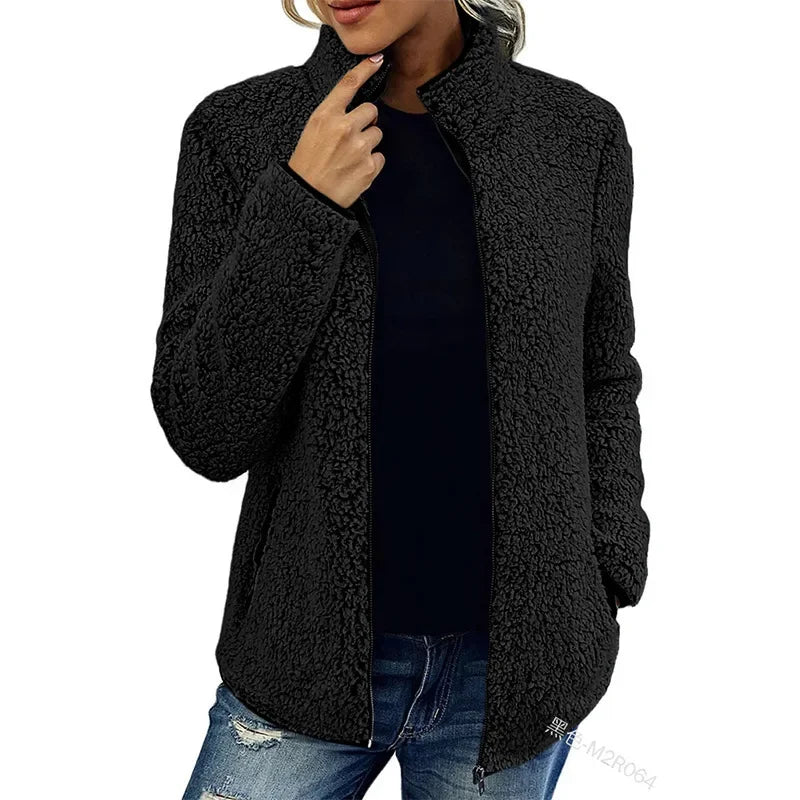 Chaqueta de Mujer - Acabado Tipo Borreguito y Cremallera