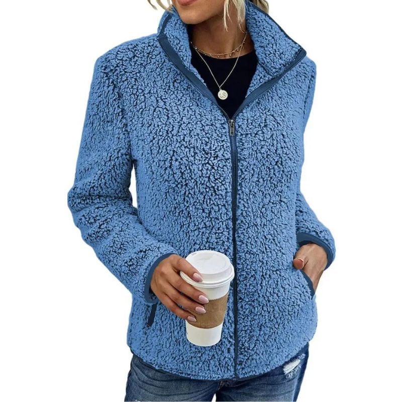 Chaqueta de Mujer - Acabado Tipo Borreguito y Cremallera