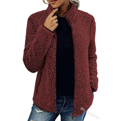 Chaqueta de Mujer - Acabado Tipo Borreguito y Cremallera