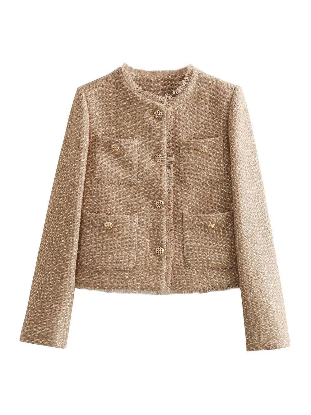 Chaqueta de Mujer - Corte Corto y Botones Decorativos