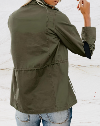 Chaqueta de Mujer - Cuello Alto con Cremallera y Bolsillo de Solapa