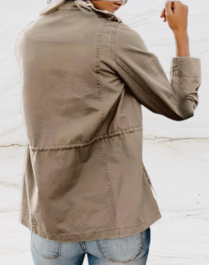 Chaqueta de Mujer - Cuello Alto con Cremallera y Bolsillo de Solapa