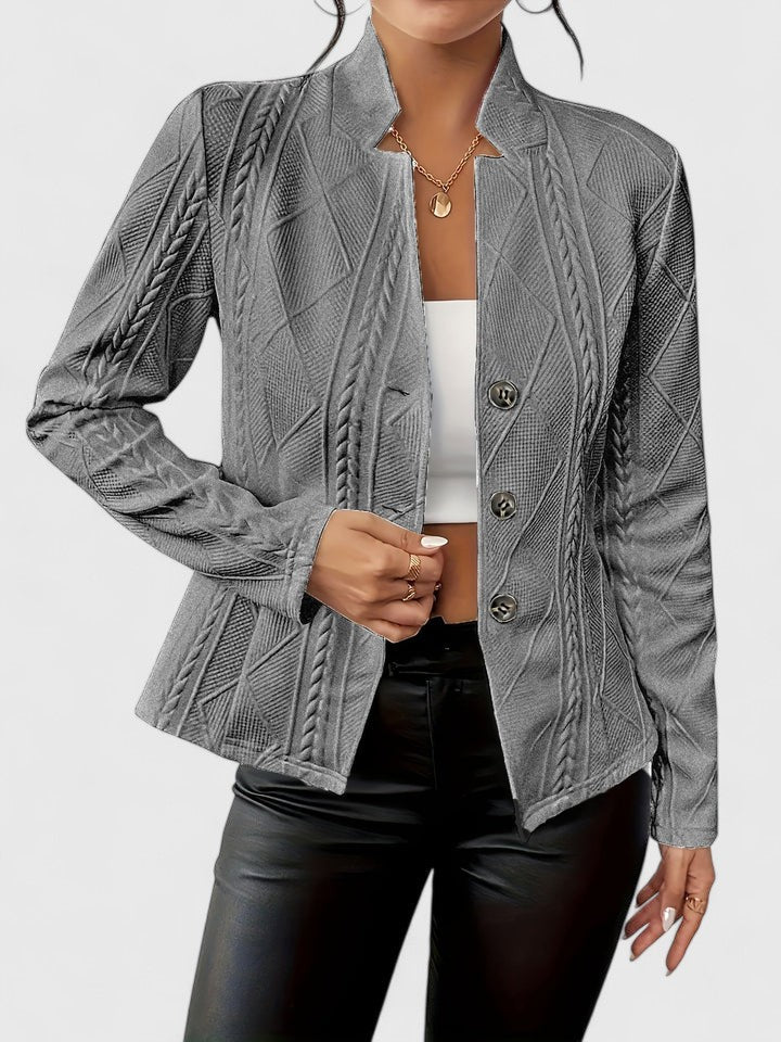 Chaqueta de Mujer - Estilo Blazer con Relieve Trenzado y Botones